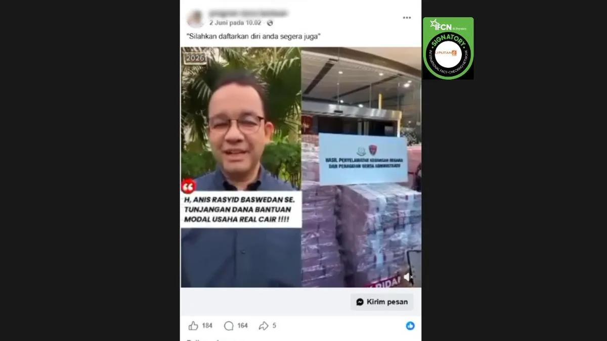 Cek Fakta: Video Klaim Anies Baswedan Sampaikan Bantuan Modal Usaha Tidak Benar