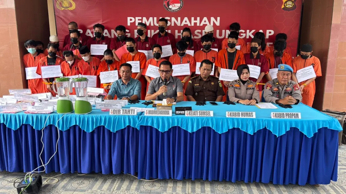 Polda Sumsel Musnahkan Barang Bukti Narkotika dari 25 Kasus, 37 Tersangka Ditangkap