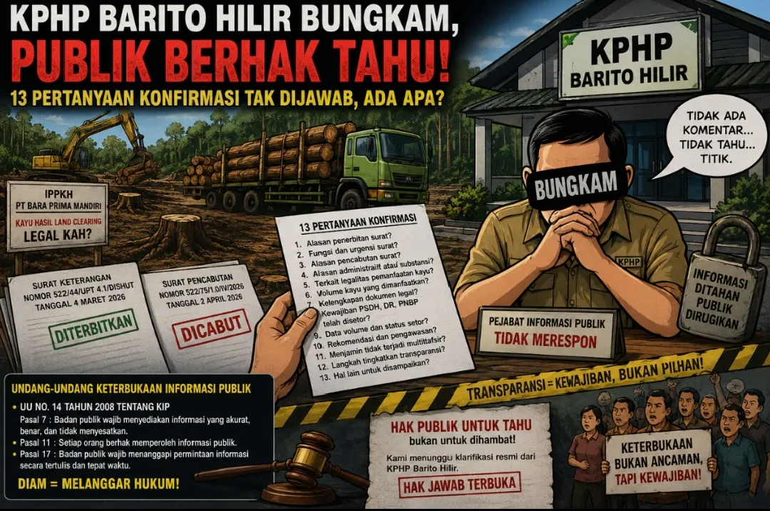 KPHP Barito Hilir Belum Menjawab Konfirmasi soal Surat Pemanfaatan Kayu PT BPM