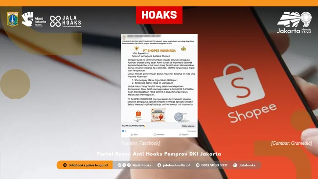 Tautan Voucher Cashback Rp2 Juta untuk Pengguna Aktif Shopee di Facebook Dipastikan Hoaks