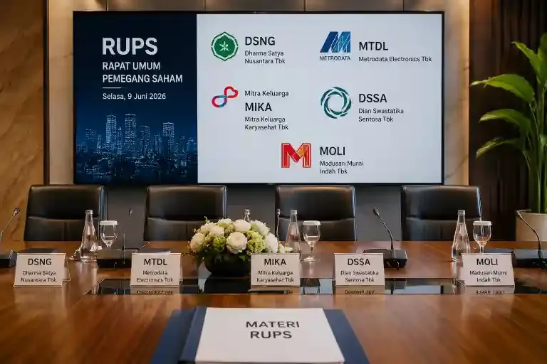 DSNG, MTDL, MIKA, DSSA, dan MOLI Jadwalkan RUPS 9 Juni 2026, Buyback MIKA dan Perubahan Pengurus Jadi Sorotan