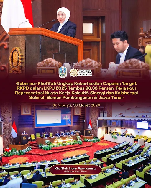 Khofifah Sampaikan LKPJ 2025 di DPRD Jatim, Realisasi Kinerja RKPD Capai 98,33 Persen