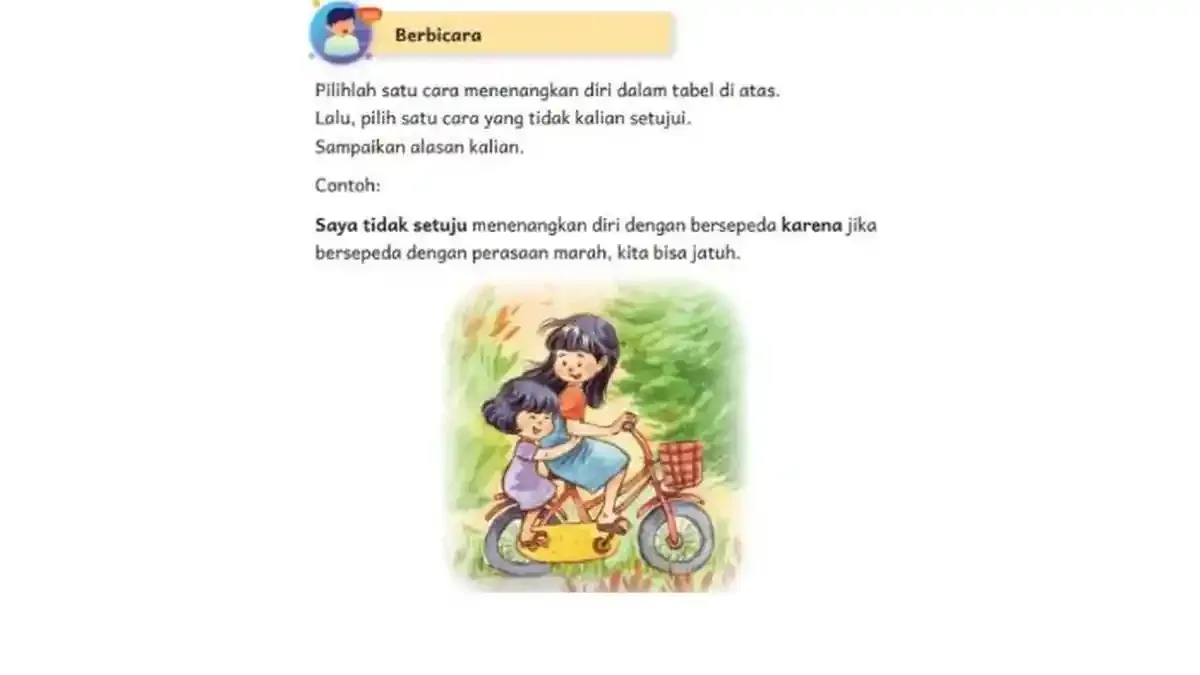 Materi Bahasa Indonesia Kelas 2 SD Kurikulum Merdeka Halaman 14: Cara Menenangkan Diri saat Marah