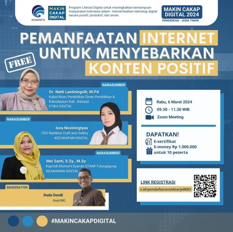 Webinar Literasi Digital di Sidoarjo Tekankan Etika, Keamanan, dan Pemanfaatan Internet untuk Konten Positif
