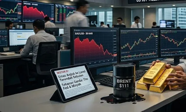 Harga Emas Turun ke Titik Terendah Sebulan, Tertekan Suku Bunga The Fed dan Lonjakan Minyak