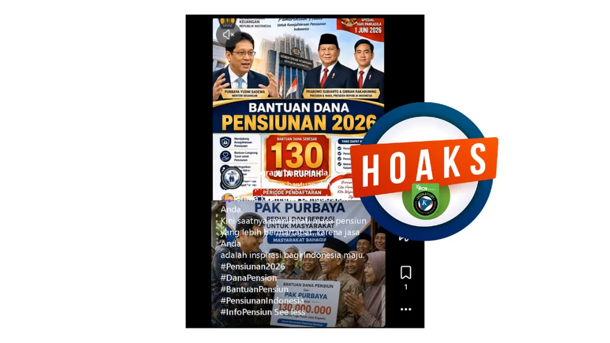 Hoaks Bantuan Dana Pensiunan Rp 130 Juta Beredar di Medsos, Warga Diminta Waspada Tautan Pendaftaran
