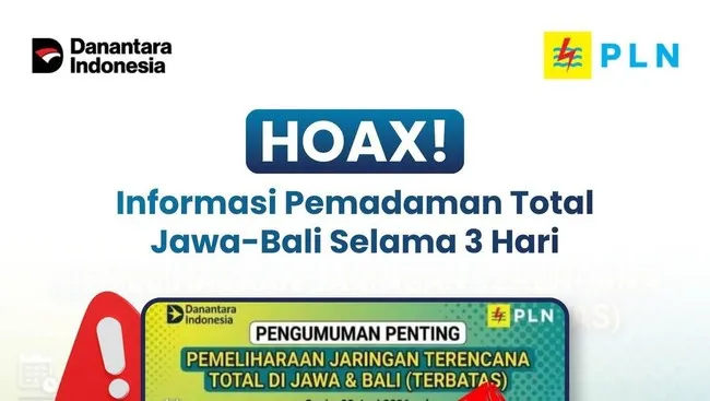 PLN Tegaskan Kabar Pemadaman Total Listrik Jawa-Bali Selama Tiga Hari Adalah Hoaks