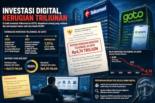 BPK Soroti Investasi Telkomsel di GoTo, Tercatat Unrealized Loss Rp4,74 Triliun hingga 2024