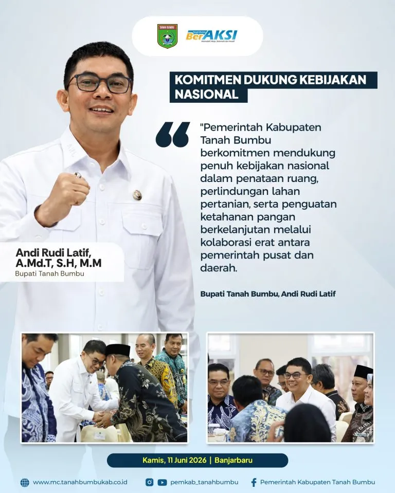 Bupati Tanah Bumbu Ikuti Bimtek KKPR dan Integrasi Data Lahan Baku Sawah untuk Dukung Ketahanan Pangan
