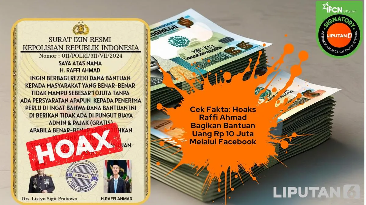 Cek Fakta: Klaim Raffi Ahmad Bagikan Bantuan Rp10 Juta via Facebook Ternyata Hoaks