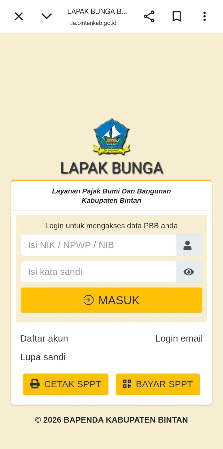 Pemkab Bintan Luncurkan Aplikasi Lapak Bunga untuk Permudah Pembayaran PBB 2026