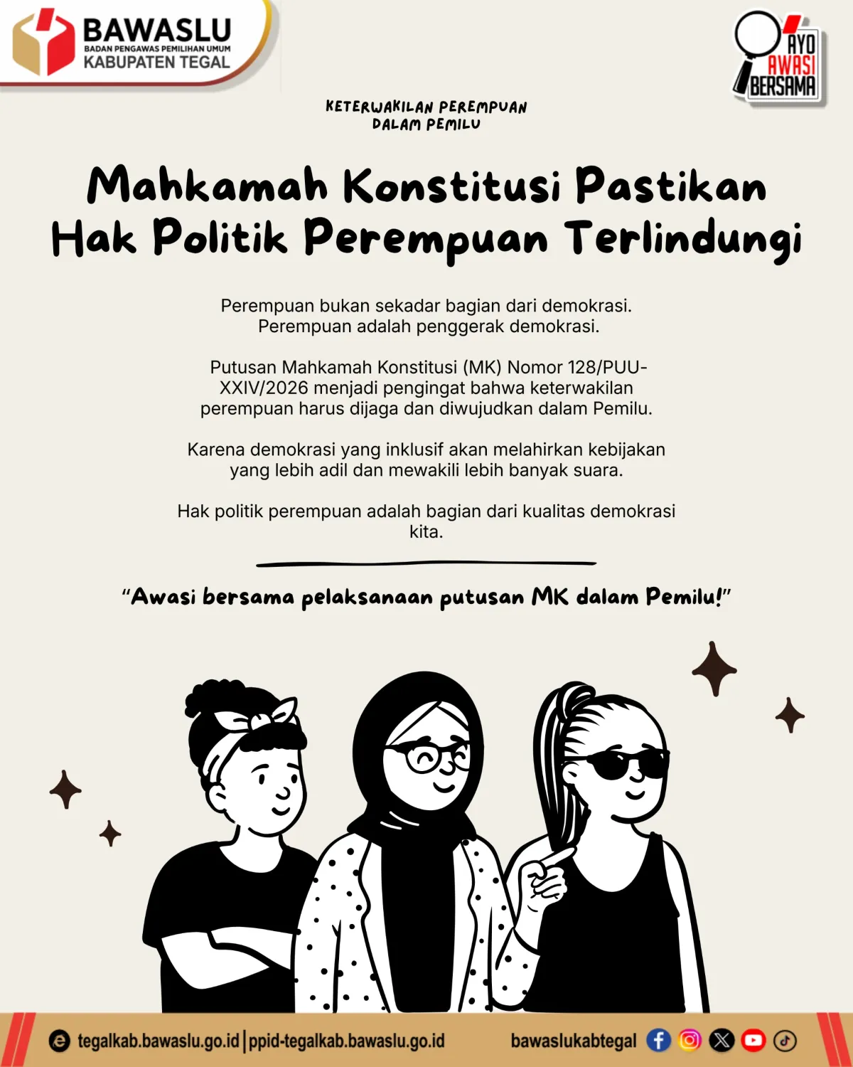 Putusan MK soal Keterwakilan Perempuan Jadi Sorotan, Bawaslu Kabupaten Tegal Ajak Publik Kawal Pelaksanaannya