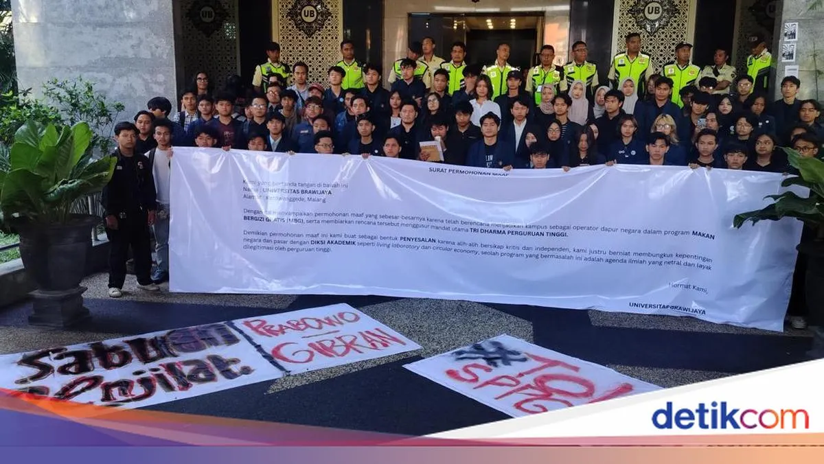 Mahasiswa UB Berunjuk Rasa di Rektorat, Desak Transparansi Kajian Program Makan Bergizi Gratis
