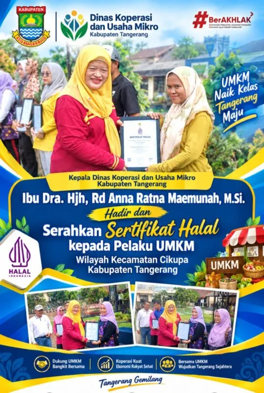 Festival Kuliner Cikupa Digelar, Dinas Koperasi dan Usaha Mikro Kabupaten Tangerang Serahkan Sertifikat Halal untuk UMKM