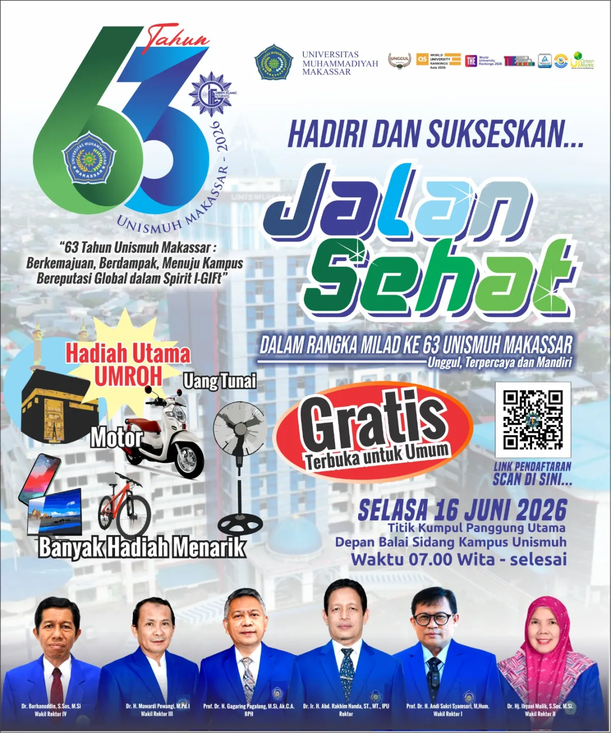 Unismuh Makassar Siapkan Agenda Besar Juni 2026: Jalan Sehat, Milad ke-63, dan Wisuda ke-88
