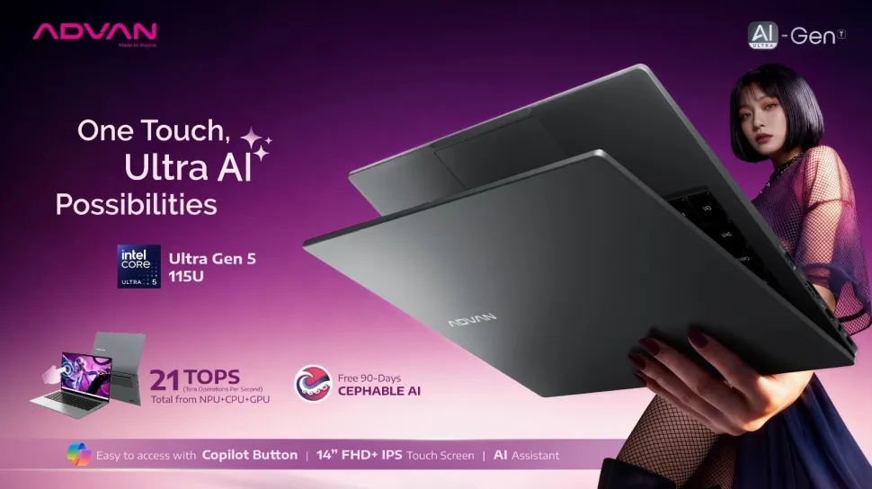 ADVAN Luncurkan AIGEN Ultra, Laptop AI Berprosesor Intel Core Ultra untuk Produktivitas Modern