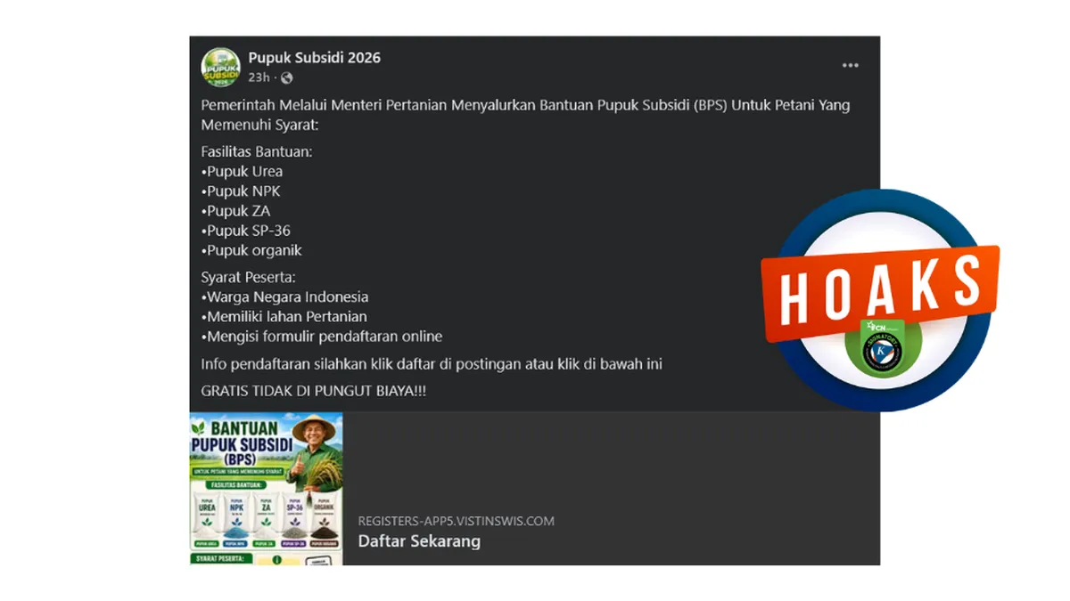 Hoaks Bantuan Pupuk Bersubsidi Mengatasnamakan Kementan Beredar, Ini Bantahannya