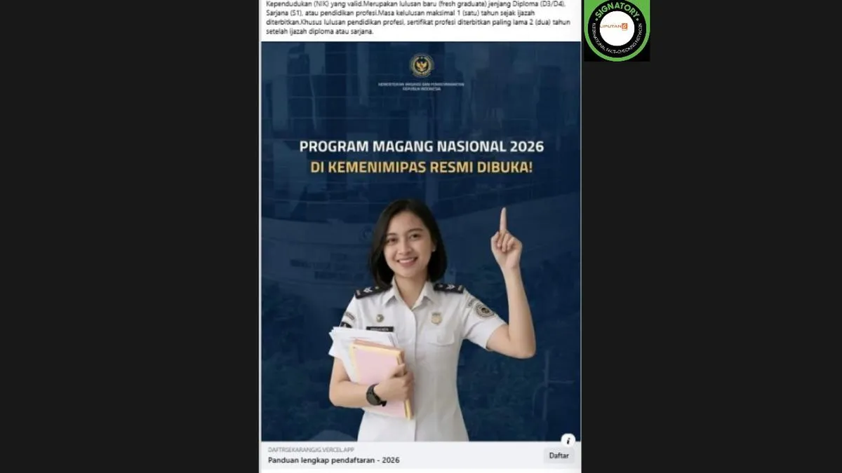 Cek Fakta: Link Pendaftaran Magang Nasional 2026 di Kemenimipas Tidak Benar, Ini Tautan Resminya