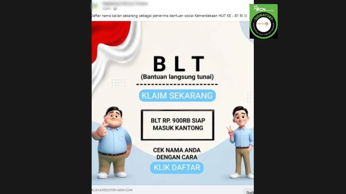 Cek Fakta: Klaim Link Pendaftaran Bansos Kemerdekaan HUT ke-81 RI Tidak Benar