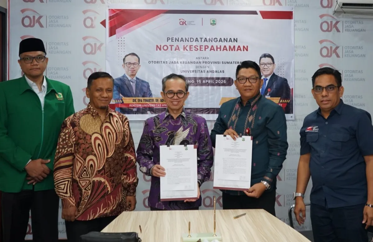 OJK Sumbar dan Universitas Andalas Teken Nota Kesepahaman Penguatan Literasi Keuangan dan Tridharma
