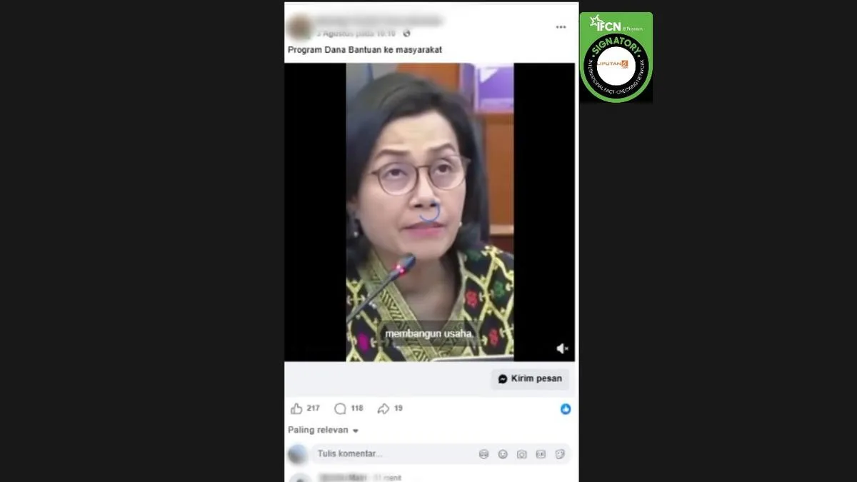 Cek Fakta: Video Klaim Sri Mulyani Umumkan Bantuan Rp60 Juta Terindikasi Rekayasa AI