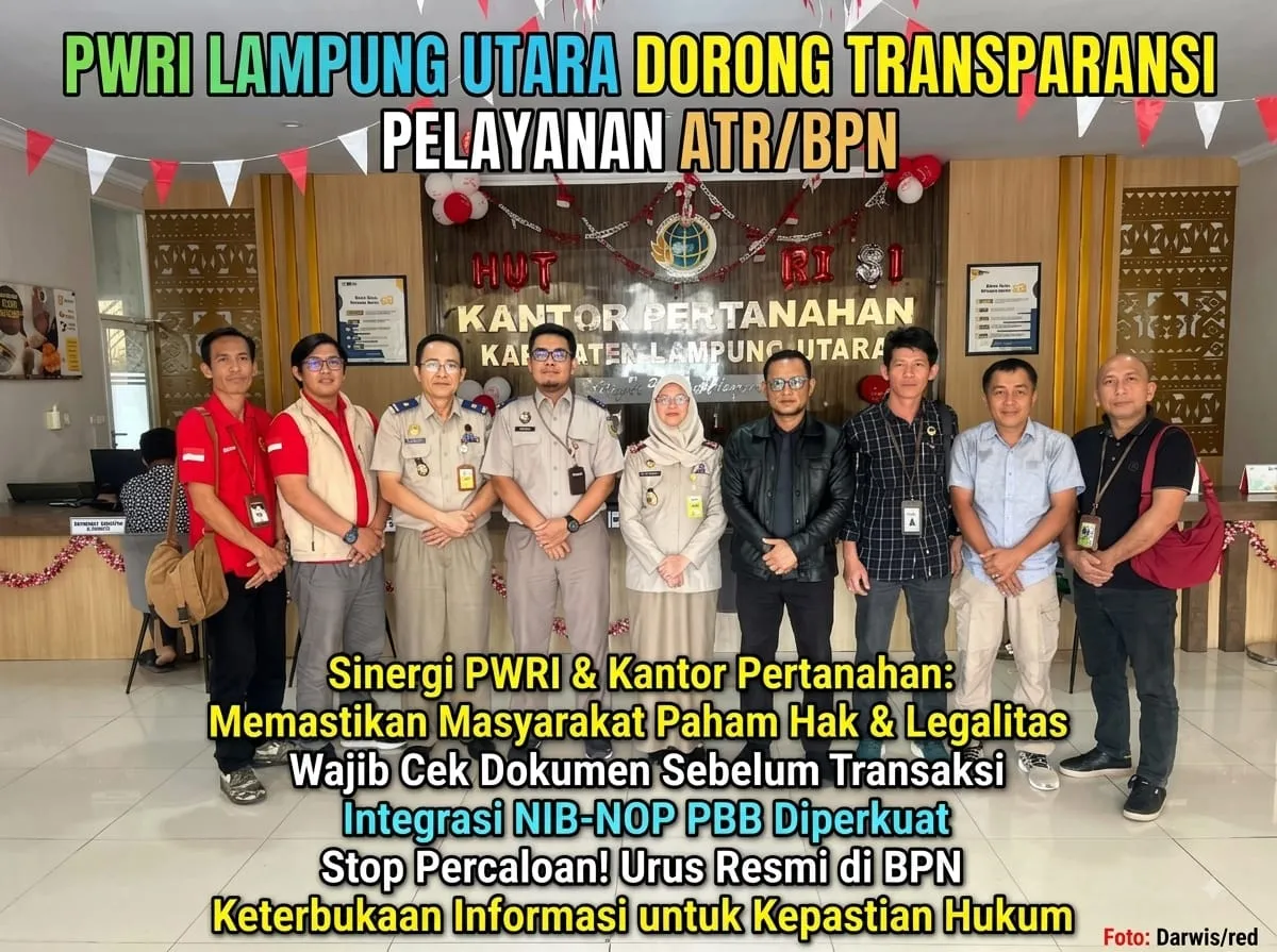 PWRI Lampung Utara Audiensi dengan ATR/BPN, Dorong Keterbukaan Informasi Layanan Pertanahan
