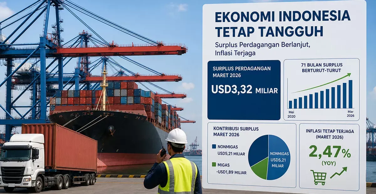 Di Tengah Gejolak Global, Neraca Dagang RI Surplus 71 Bulan dan Inflasi April 2026 Terkendali