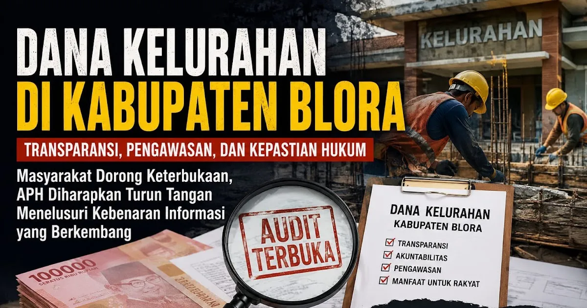Warga Blora Dorong Transparansi Penggunaan Dana Kelurahan, APH Diminta Telusuri Informasi yang Beredar