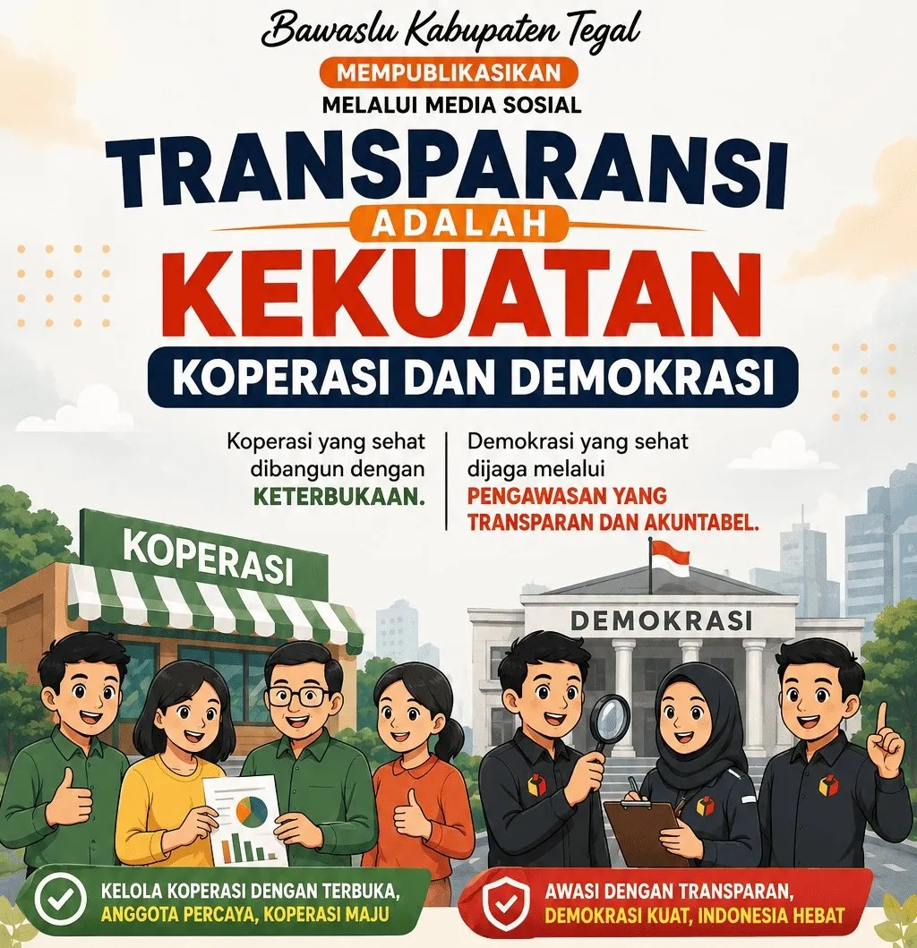 Bawaslu Kabupaten Tegal Angkat Pesan Transparansi Koperasi dan Demokrasi Lewat Media Sosial