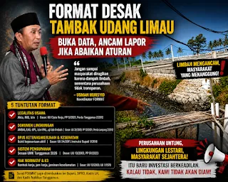 FORMAT Tuntut Transparansi Tambak Udang di Limau, Soroti Dugaan Limbah dan Pemenuhan Hak Pekerja