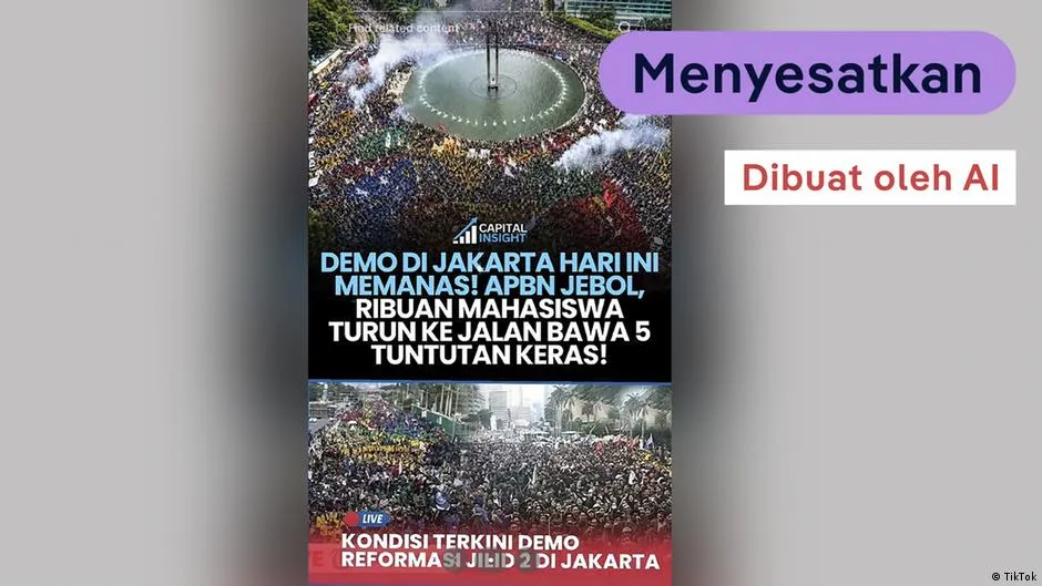 Cek Fakta: Klaim Demo Besar di Bundaran HI Tak Diliput Media Ternyata Berbasis Konten AI dan Menyesatkan