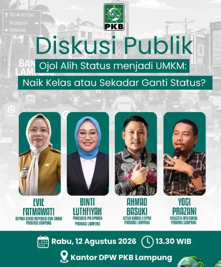 PKB Lampung Gelar Diskusi Publik soal Wacana Alih Status Ojol Jadi UMKM
