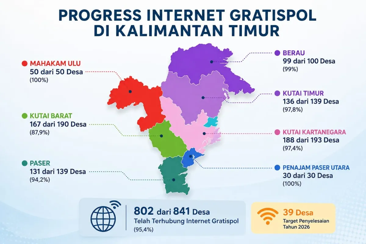 Program Gratispol Perluas Internet ke 802 Desa di Kaltim, Pemprov Fokus Kejar Listrik untuk 45 Desa Tersisa