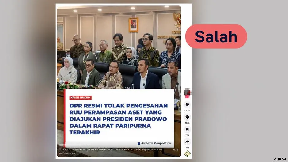 Klaim DPR Resmi Menolak RUU Perampasan Aset Viral, Hasil Verifikasi: Tidak Benar