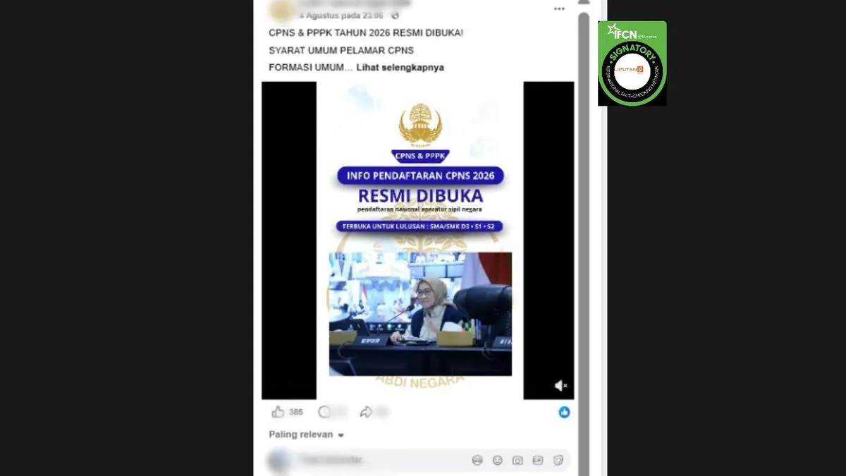 Video Menteri PANRB Disebut Umumkan Pendaftaran CPNS 2026 Dibuka, Kemenpan RB Tegaskan Hoaks