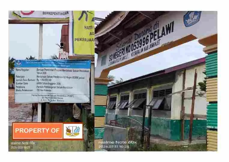 Revitalisasi SD Negeri 053996 Pelawi Rp1,05 Miliar Disorot, Kepala Sekolah Belum Menjawab Konfirmasi
