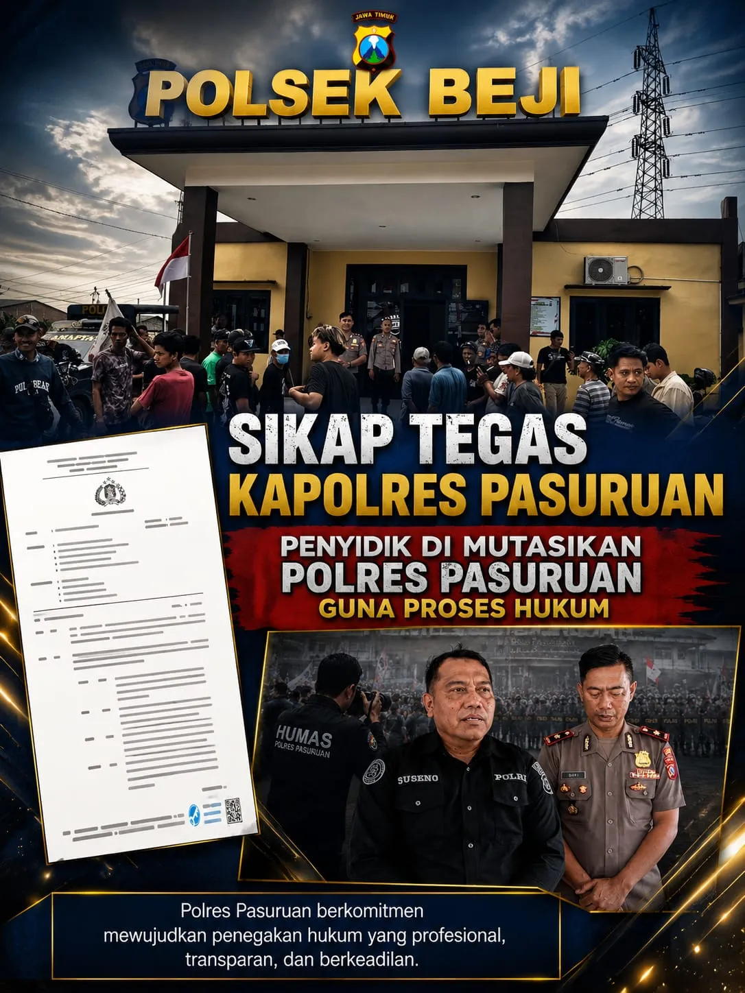 Polres Pasuruan Nonaktifkan Anggota Reskrim Polsek Beji Saat Pemeriksaan Dugaan Penganiayaan Berjalan