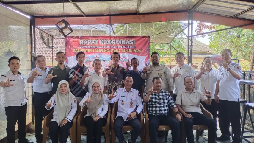 Kesbangpol Lampung Utara dan FKDM Bahas Pemetaan Wilayah serta Isu Media Sosial untuk Cegah Konflik Sosial