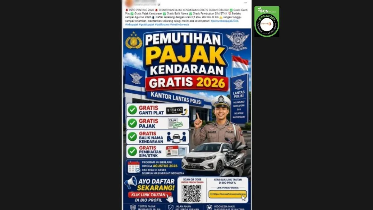 Cek Fakta: Klaim Tautan Pendaftaran Pemutihan Pajak Kendaraan Gratis 2026 Mengatasnamakan Korlantas Polri