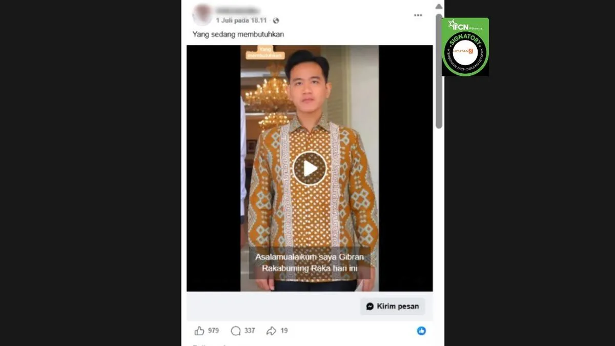 Cek Fakta: Video Gibran Umumkan Bantuan Biaya Sekolah hingga Modal Usaha Disebut Buatan AI