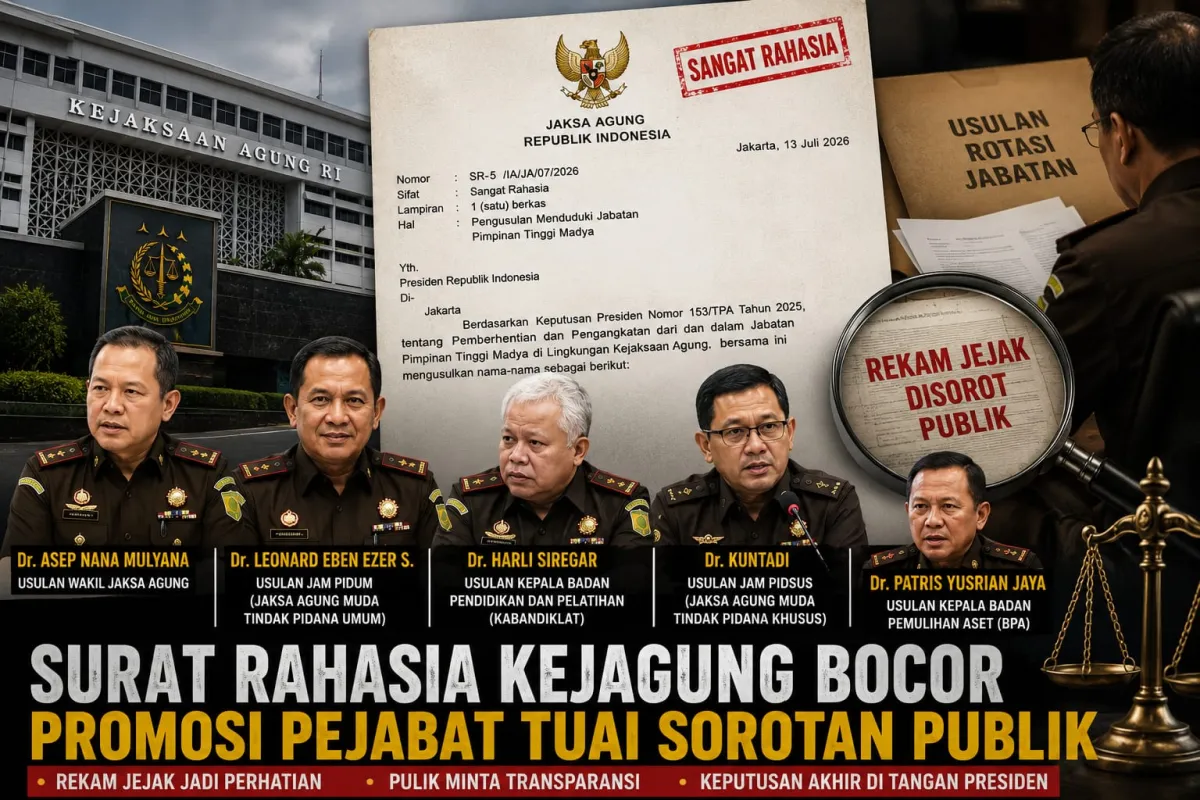 Dokumen Rotasi Pejabat Eselon I Kejagung Beredar, Publik Soroti Rekam Jejak dan Minta Transparansi
