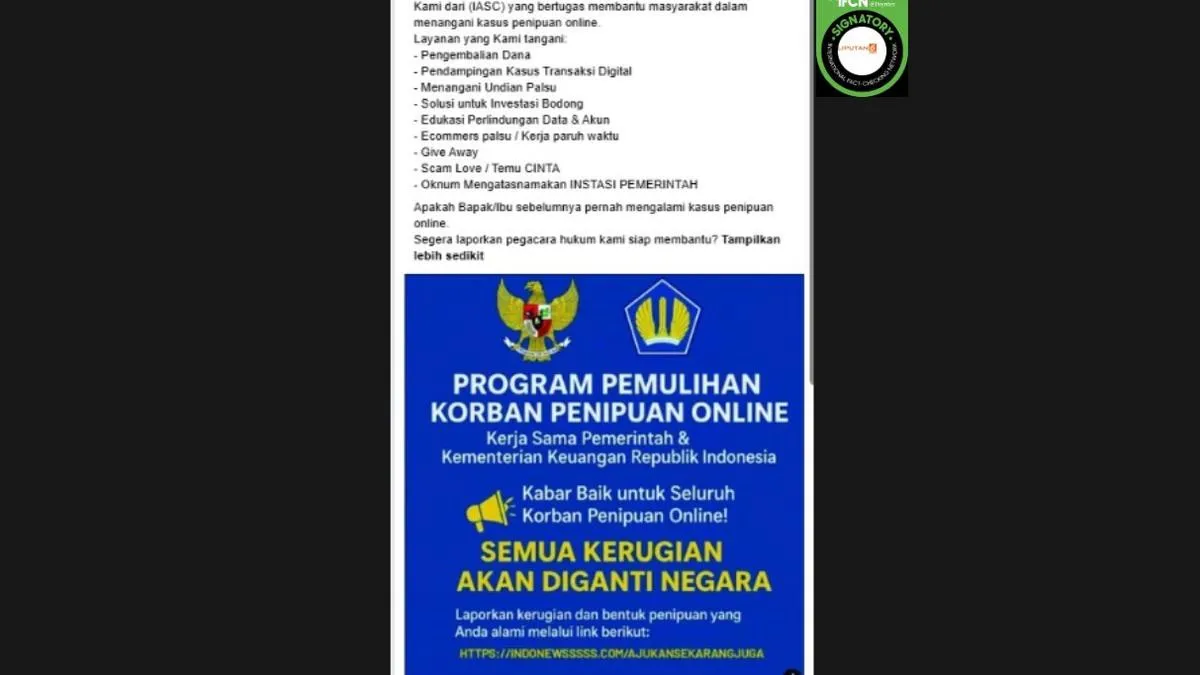 OJK Ingatkan Hoaks Link Pelaporan Pemulihan Korban Penipuan Online Mengatasnamakan IASC