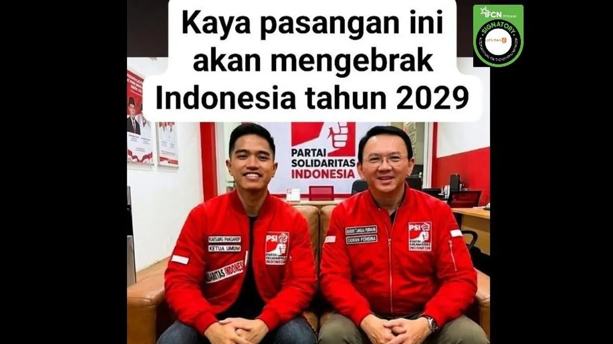 Cek Fakta: Foto Ahok dan Kaesang Berjaket PSI Terindikasi Hasil Rekayasa AI