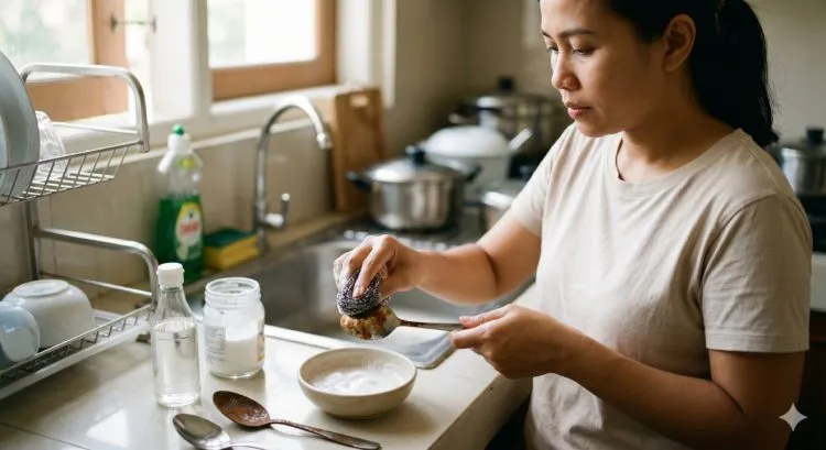Trik Bersihkan Karat pada Sendok Stainless Tanpa Rendam Air Panas, Cukup Cuka dan Soda Kue