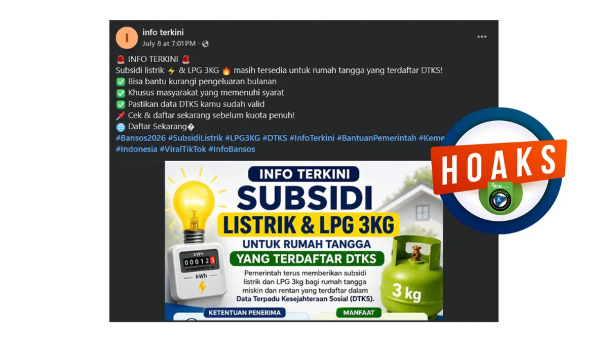 Hoaks Subsidi Listrik dan LPG 3 Kg Beredar di Media Sosial, Warga Diminta Waspada Tautan Phishing
