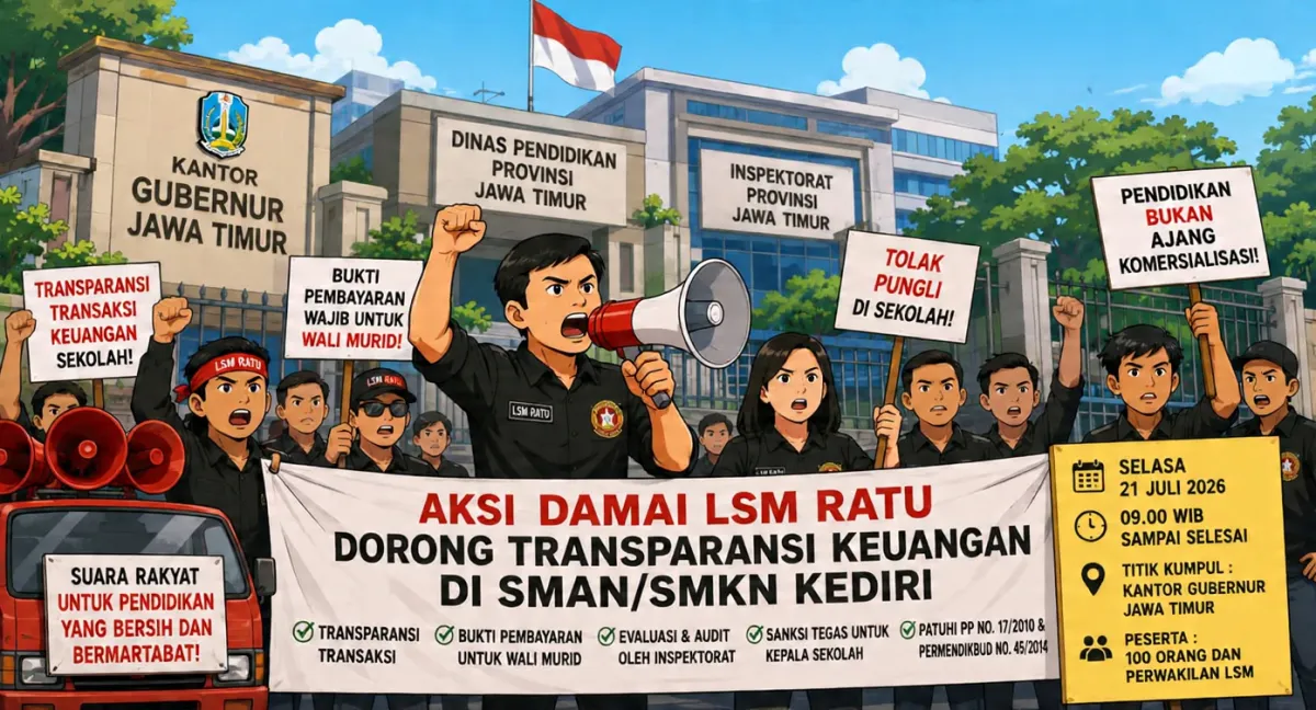 LSM RATU Berencana Gelar Aksi Damai di Surabaya, Soroti Transparansi Pembayaran di SMAN/SMKN Kediri