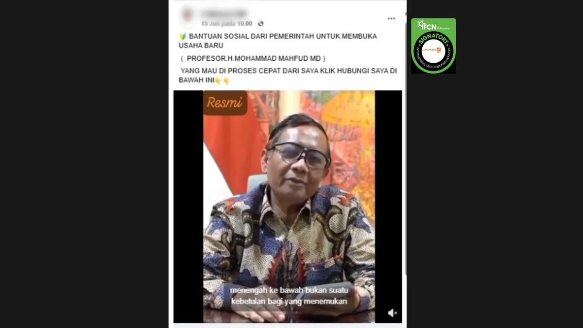 Cek Fakta: Video Mahfud MD Disebut Umumkan Bansos untuk Buka Usaha Tidak Benar