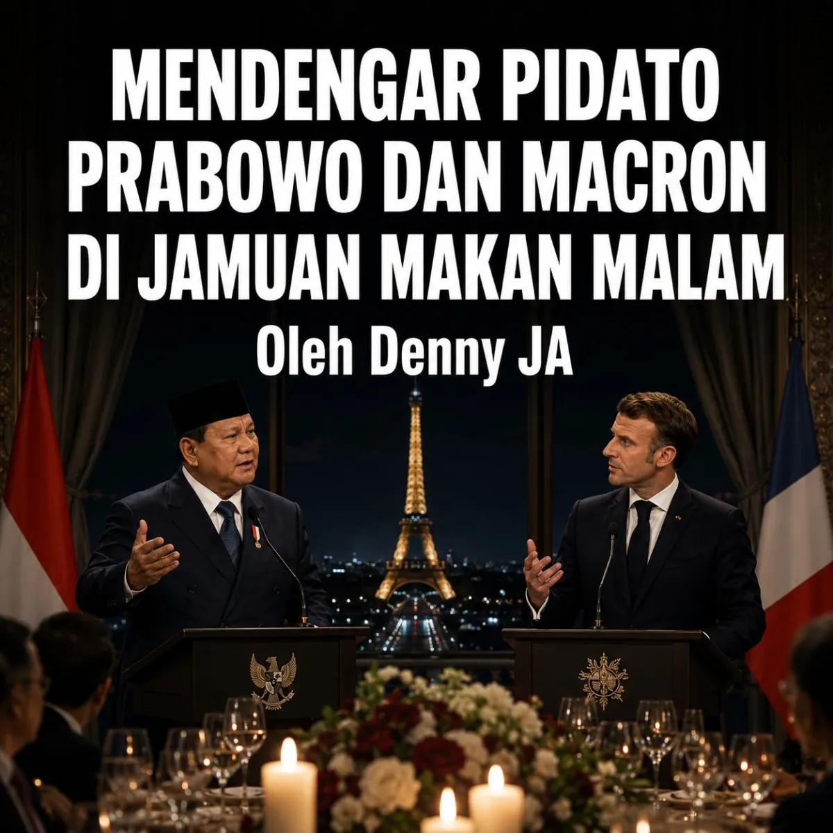 Denny JA: Mendengar Pidato Prabowo dan Macron di Jamuan Makan Malam