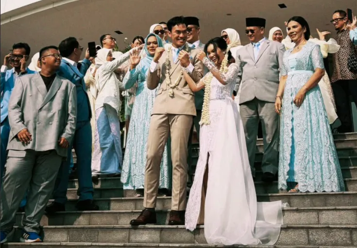 Acara resepsi pernikahan Tsamarah Rana Nugraha, dengan lelaki pilihannya, Muhammad Fajar Saputra.