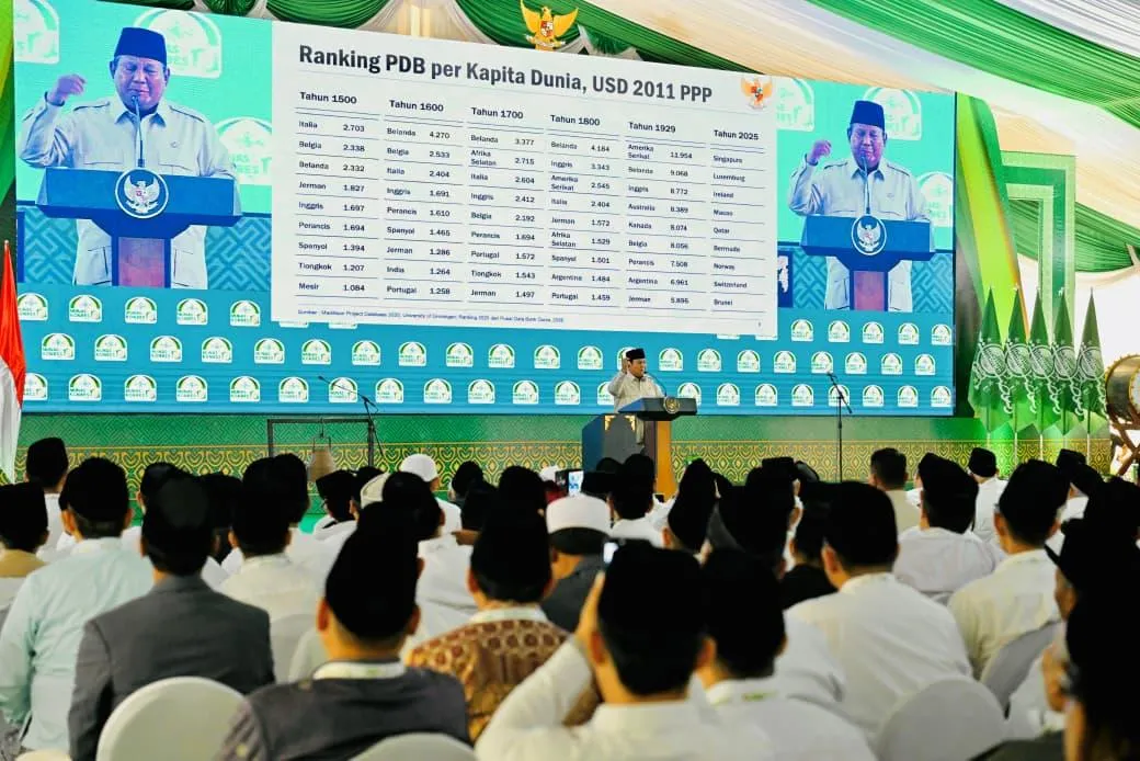 Presiden Prabowo mengungkapkan rasa terima kasih atas kehormatan yang diberikan kepadanya di acara NU.